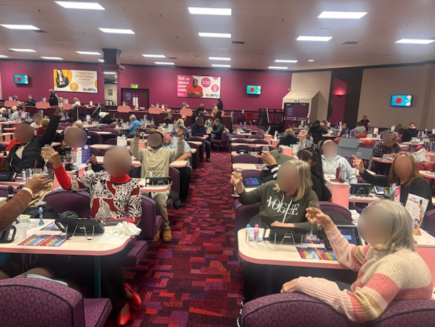 players in a bingo hall