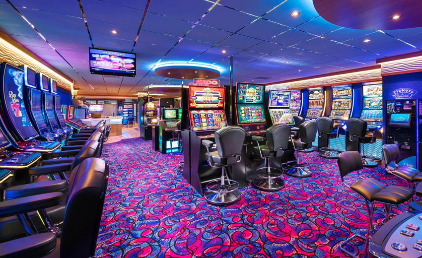 a picture of a vibrant slots room